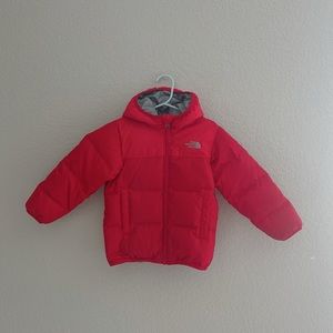 Northface Kids Reversible Red/Grey Puffer Goose Down Jacket 3T